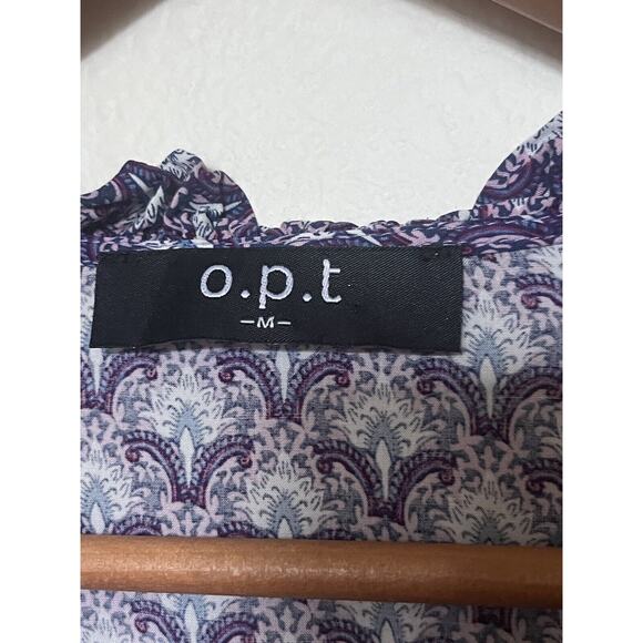 Anthropologie OPT Sz Medium Purple Floral Long Sleeve Short Elastic Waist Dress - Picture 3 of 8